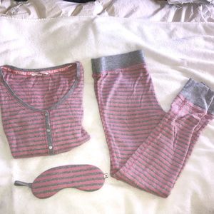 Victoria’s Secret pink striped thermal pajama set